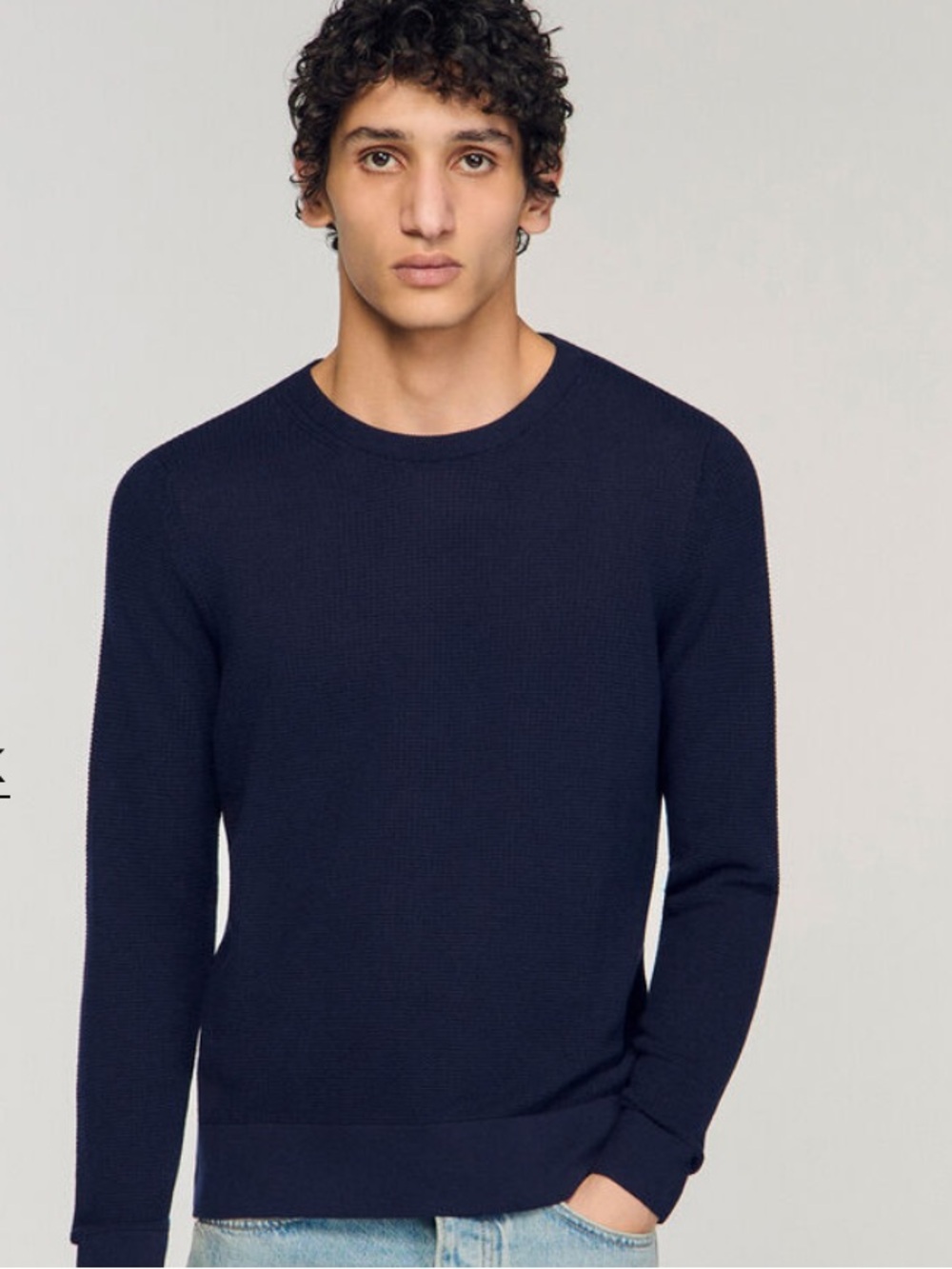 Sandro Paris Men's Crewneck Sweater in Navy Blue